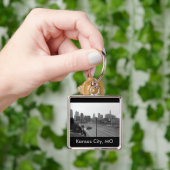 Kansas City Urban Skyline, zwart-wit Foto Sleutelhanger (Hand)
