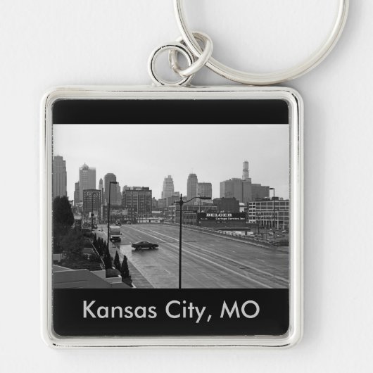 Kansas City Urban Skyline, zwart-wit Foto Sleutelhanger (Voorkant)