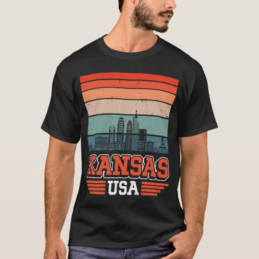 Kansas City USA Retro  Sunset Skyline Kansa T-shirt (Voorkant)