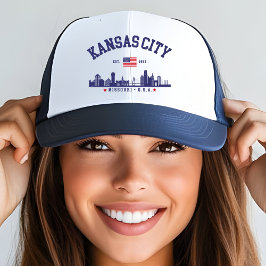 Kansas City Vintage Skyline | Patriotic Missouri  Trucker Pet