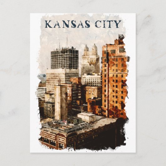 Kansas City Vintage Travel Waterverf Briefkaart (Voorkant)