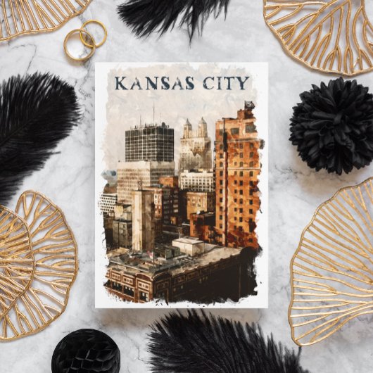 Kansas City Vintage Travel Waterverf Briefkaart
