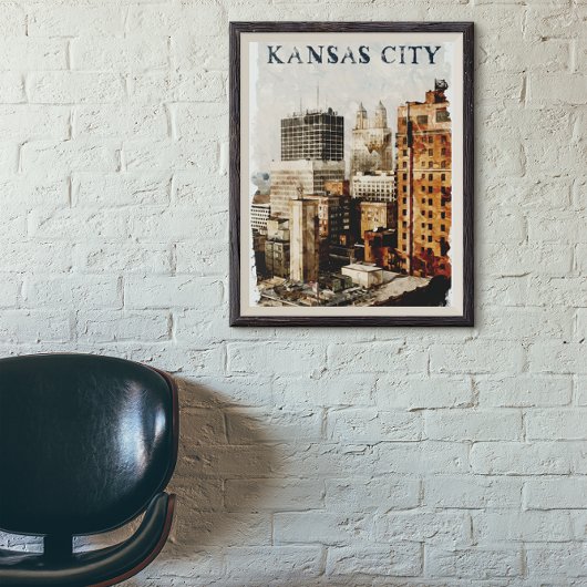 Kansas City Vintage Travel Waterverf Poster