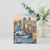 Kansas City Water kleur Briefkaart (Staand voorkant)