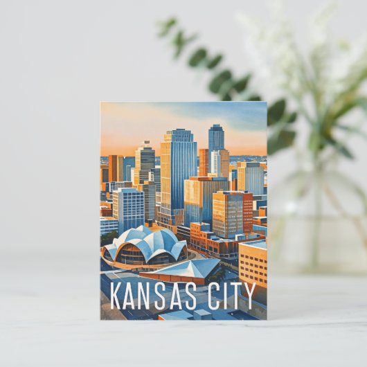 Kansas City Water kleur Briefkaart (Staand voorkant)
