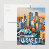 Kansas City Water kleur Briefkaart (Voorkant / Achterkant)