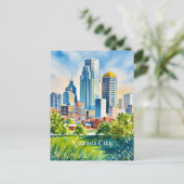 Kansas City waterverf Briefkaart (Staand voorkant)