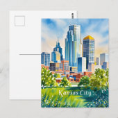 Kansas City waterverf Briefkaart (Voorkant / Achterkant)