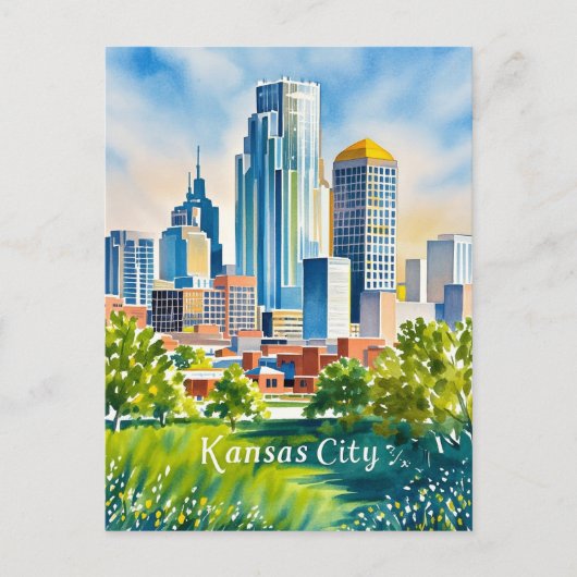 Kansas City waterverf Briefkaart (Voorkant)