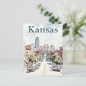 Kansas City Waterverf Schilderij Reizen Briefkaart (Staand voorkant)