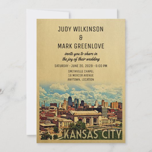 Kansas City Wedding Invitation Missouri Kaart (Voorkant)