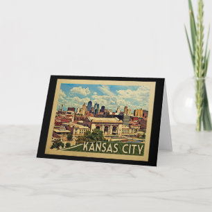 Kansas City Wenskaart Missouri Vintage Travel Kaart