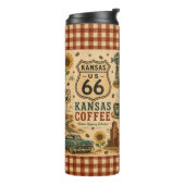 Kansas Coffee Run Route 66 Stijl Thermosbeker (Gedraaid links)