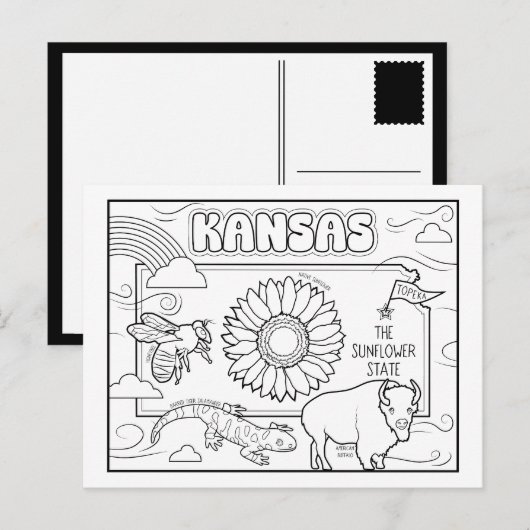 Kansas Color Me Collage Briefkaart (Voorkant / Achterkant)