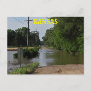 Kansas Country Flood Water Post Kaart