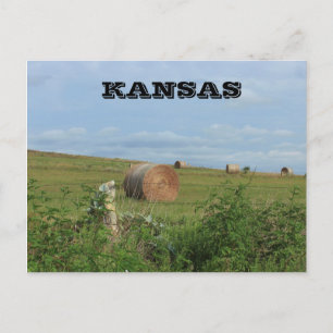 Kansas Country Hay Bale in een veld Post Kaart