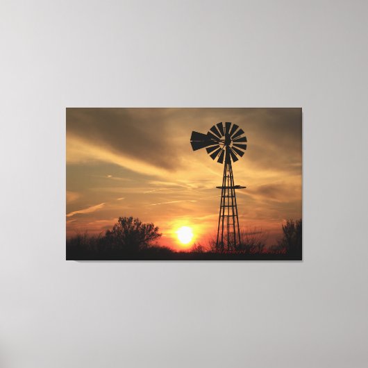 Kansas Country Windmill Canvas Afdruk (Voorkant)