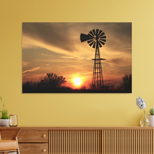 Kansas Country Windmill Canvas Afdruk (Insitu (Woonkamer))