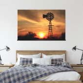 Kansas Country Windmill Canvas Afdruk (Insitu (Slaapkamer))