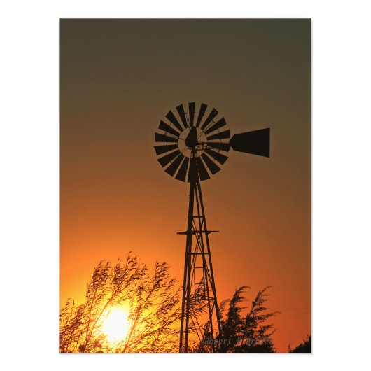 Kansas Country Windmolen met wolken, foto's afdruk (Voorkant)