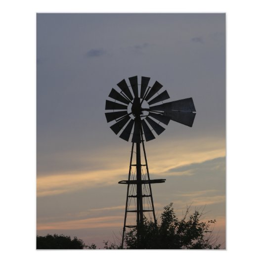 Kansas Country Windmolen met wolken, foto's afdruk (Voorkant)