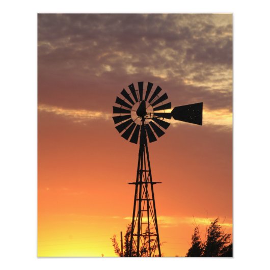 Kansas Country Windmolen met wolken, foto's afdruk (Voorkant)