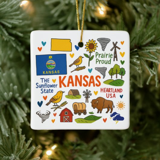 Kansas Custom Family Trip Christmas Keramisch Ornament (Boom)
