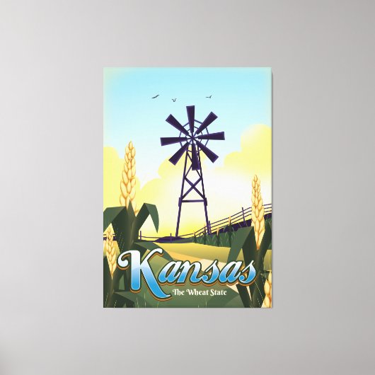 Kansas "de Tarwe Staat" reisposter. Canvas Afdruk (Voorkant)