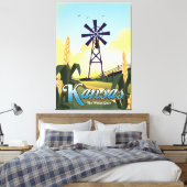 Kansas "de Tarwe Staat" reisposter. Canvas Afdruk (Insitu (Slaapkamer))
