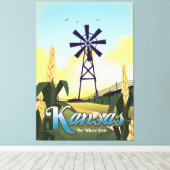 Kansas "de Tarwe Staat" reisposter. Canvas Afdruk (Insitu (Houten vloer))