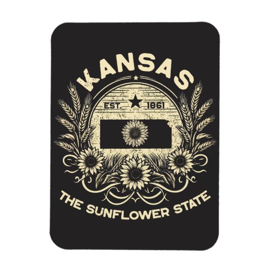 Kansas De Zonnebloem Staat Magneet (Verticaal)