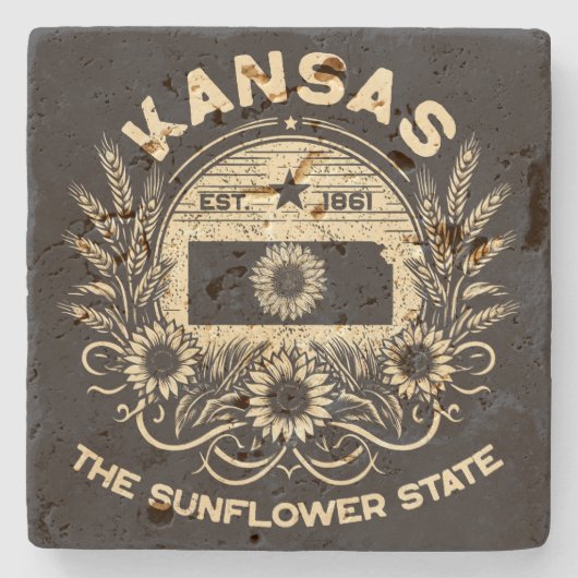 Kansas De Zonnebloem Staat Stenen Onderzetter (Voorkant)
