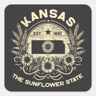 Kansas De Zonnebloem Staat Vierkante Sticker