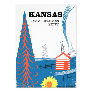 Kansas "de zonnebloem staat" vintage reisposter foto afdruk