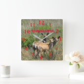 Kansas Deer Square Wall klok (Huis)
