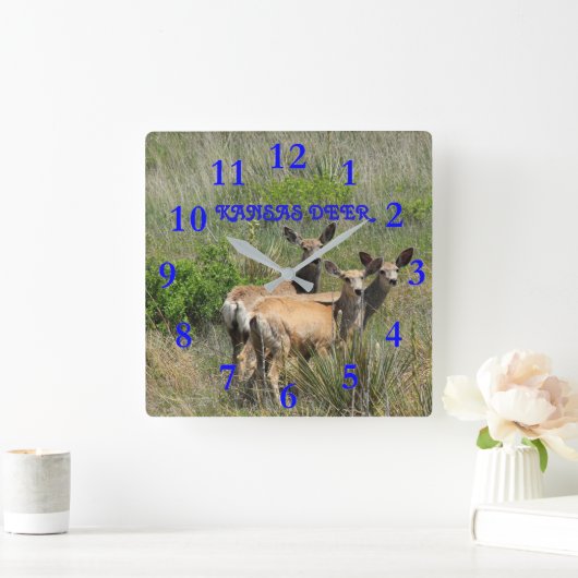 Kansas Deer Vierkante Klok (Huis)