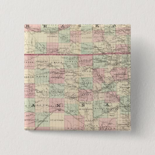 Kansas en Nebraska Vierkante Button 5,1 Cm (Voorkant)