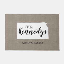 Kansas Family Monogram State Doormat Deurmat