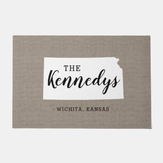 Kansas Family Monogram State Doormat Deurmat (Voorkant)