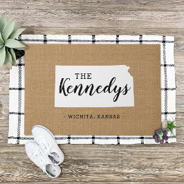 Kansas Family Monogram State Doormat Deurmat