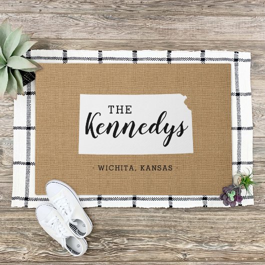 Kansas Family Monogram State Doormat Deurmat