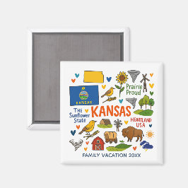 Kansas Family Trip Keepsake Personalized Magneet