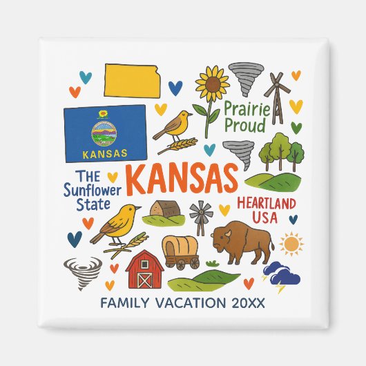 Kansas Family Trip Keepsake Personalized Magneet (Voorkant)