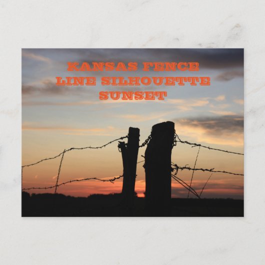 Kansas Fence Line Silhouette Sunset Briefkaart (Voorkant)