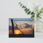 Kansas Fence Line Sunset Post Card Briefkaart (Staand voorkant)