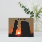 Kansas Fence Line Sunset Post Kaart (Staand voorkant)