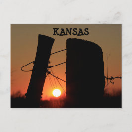 Kansas Fence Line Sunset Post Kaart