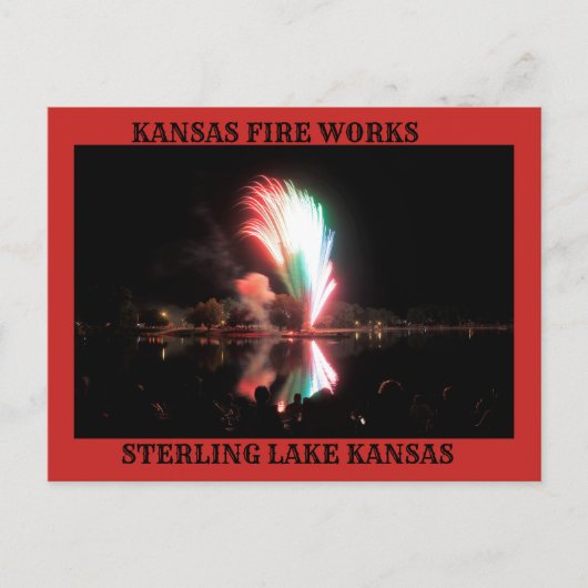 Kansas Fire Works bij Night Post Kaart (Voorkant)