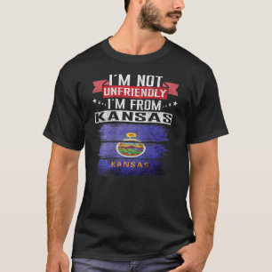 Kansas Flag ik ben niet onvriendelijk van Kansas B T-shirt