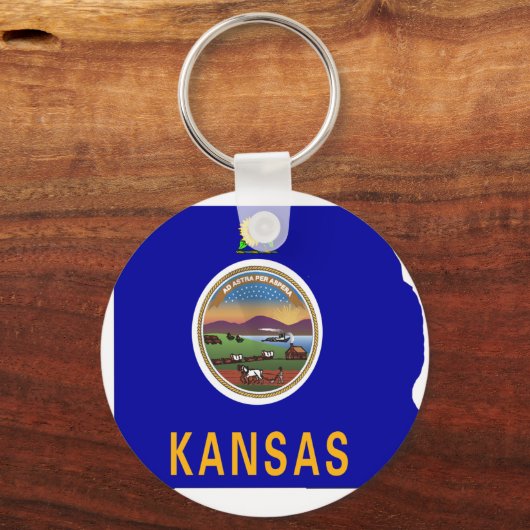 Kansas Flag Map Sleutelhanger (Voorkant)